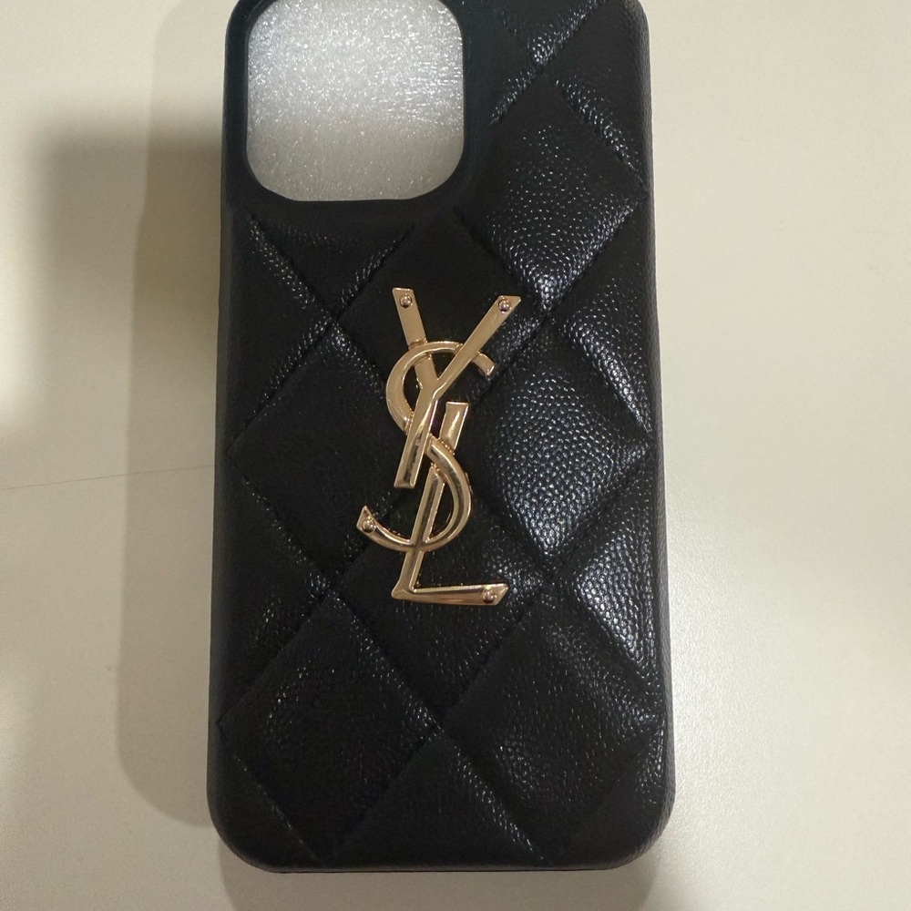 Yves Saint Laurent Black and Gold Quilted iPhone 13 Pro Max Case